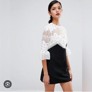Self-Portrait Organza Crepe Lace Mini Dress Size 4